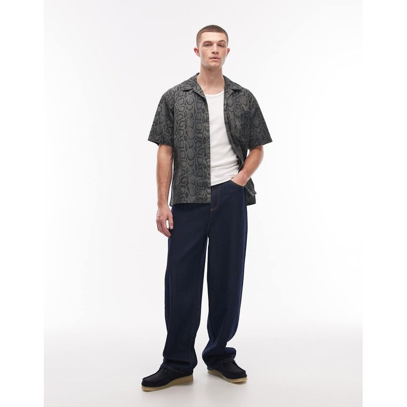 Carhartt WIP snake camo print shirt in dark khaki-Green