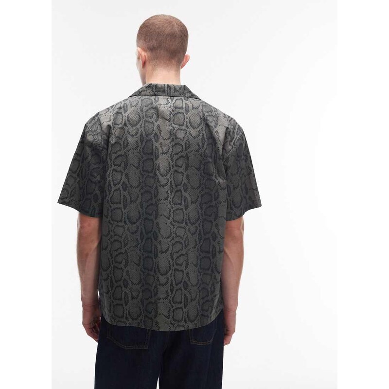 Carhartt WIP snake camo print shirt in dark khaki-Green