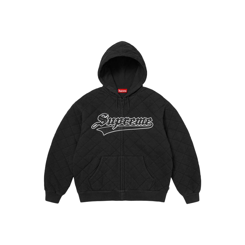 Supreme Quilted Zip Up Hooded Sweatshirt Black