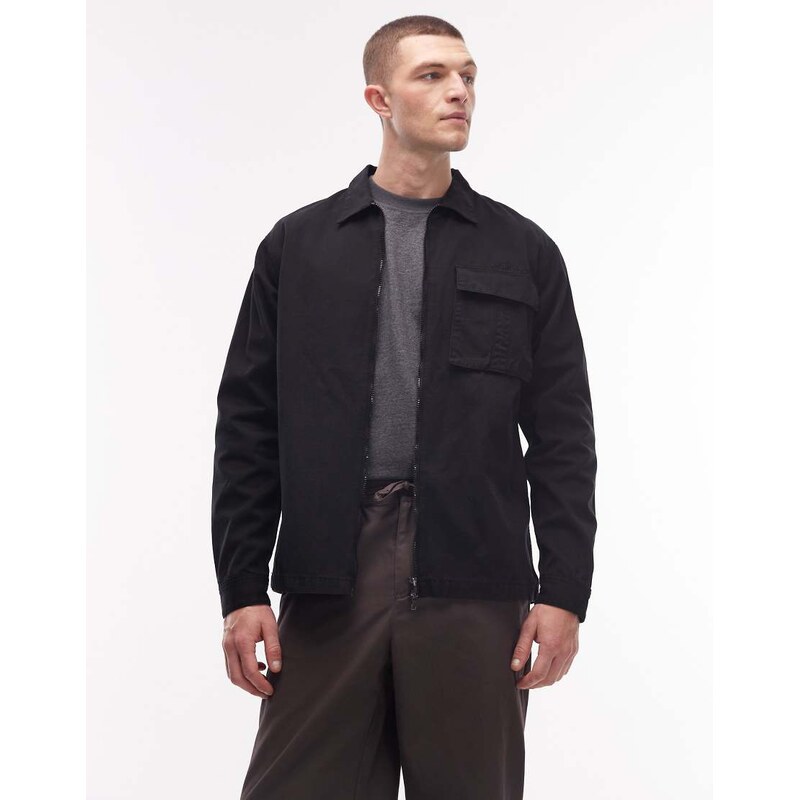 No Problemo ripstop cargo shirt in black