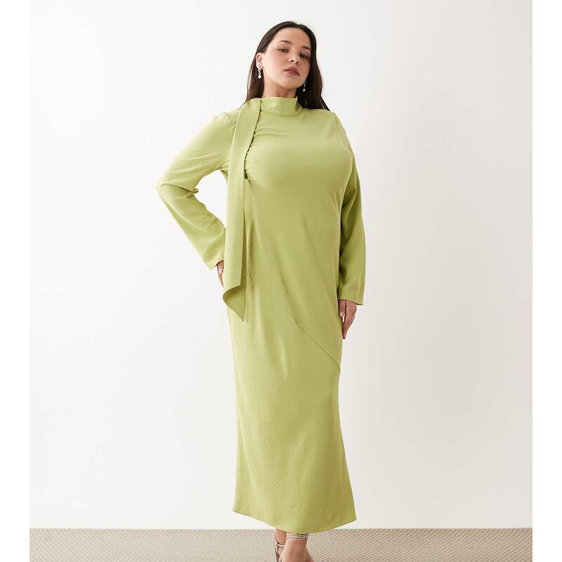 ASOS Curve ASOS DESIGN Curve high neck scarf detail maxi dress