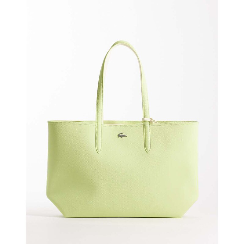 Lacoste reversible shopper bag in butter yellow and pistachio-Green 114540986
