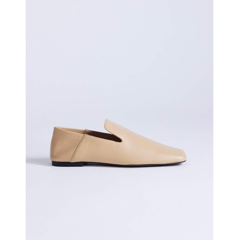 Topshop Chloe premium real leather loafer in camel-Neutral