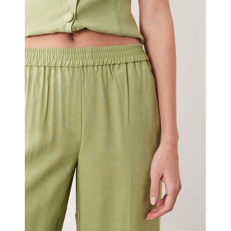 Vila tailored mid waist trousers co-ord in sage green