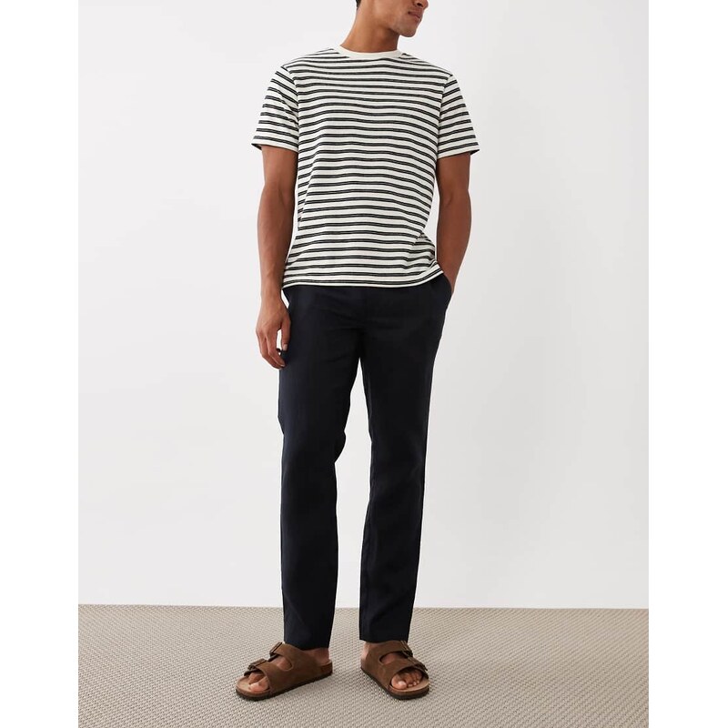 Mango 100% linen straight fit trousers in navy