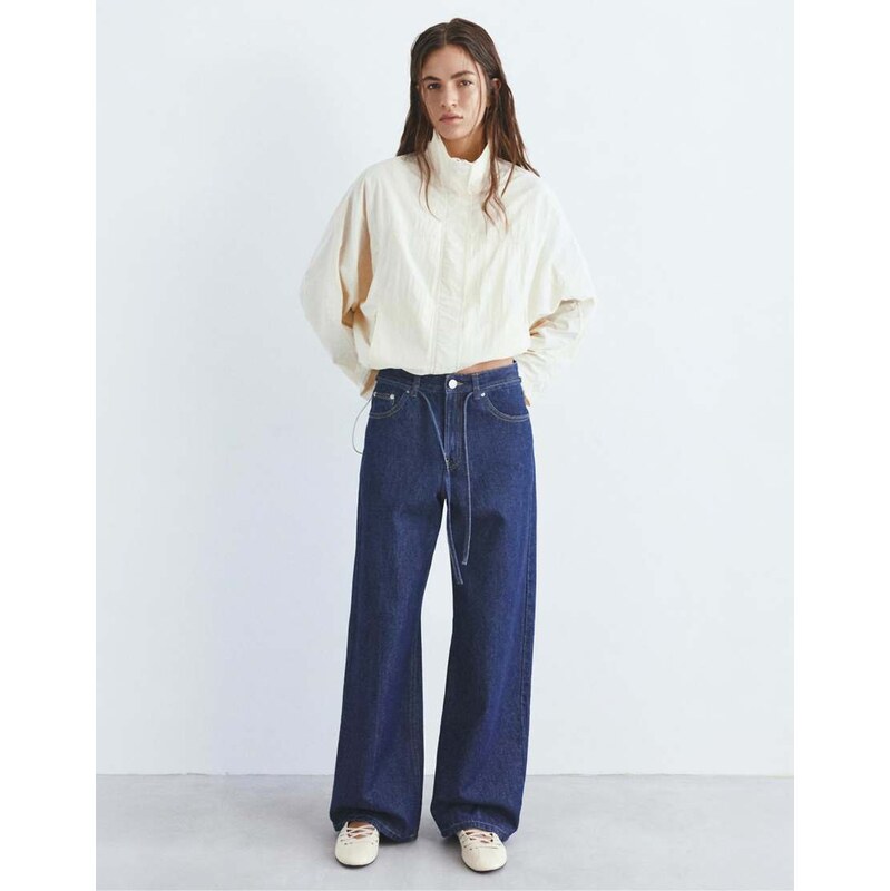 Pull&Bear Baggy jeans with belt in navy 114541090