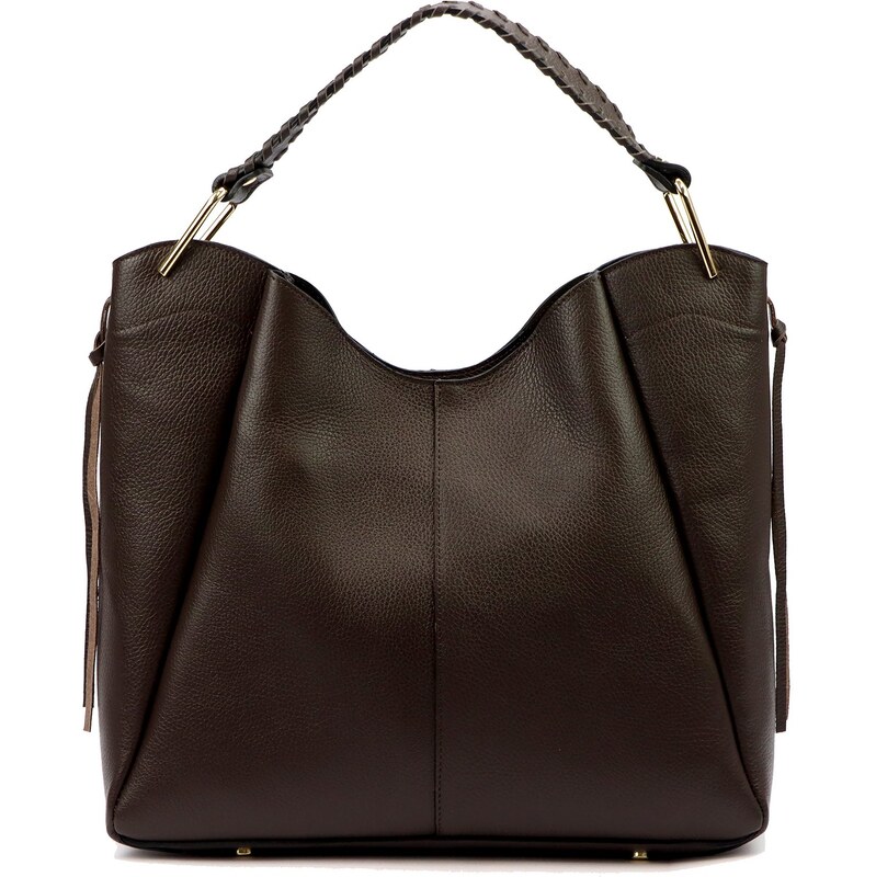 Kožená shopper bag kabelka Luka 26-080 tmavě hnědá 114540199