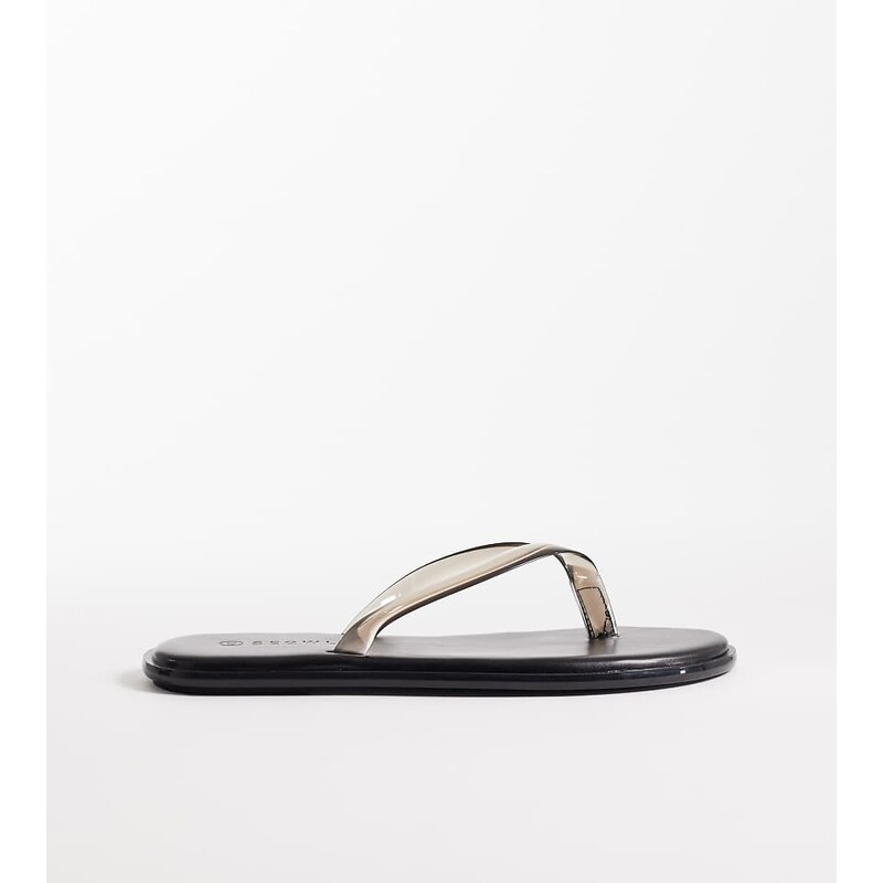 SEQWL Wide Fit jelly flip flops in black 113297230