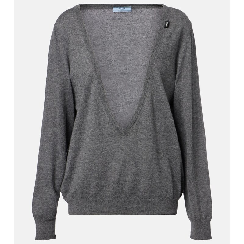 Dámský Prada Cashmere svetr v barvě Ardesia, velikost XL