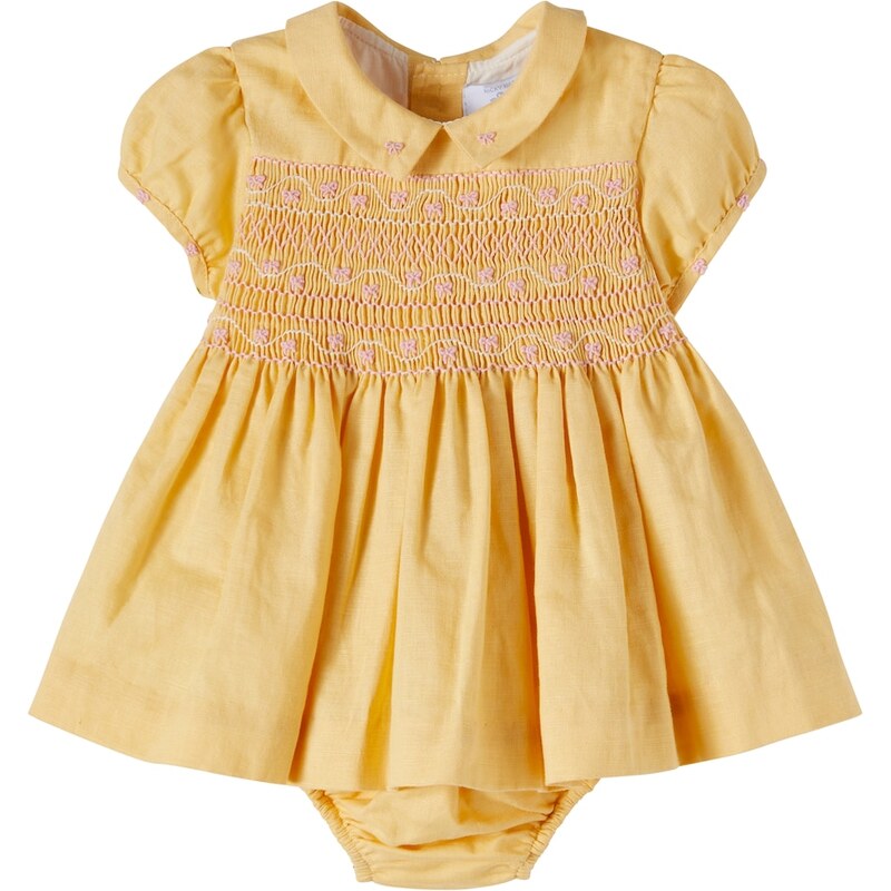 La Coqueta Baby Dolly linen and cotton dress and bloomers set