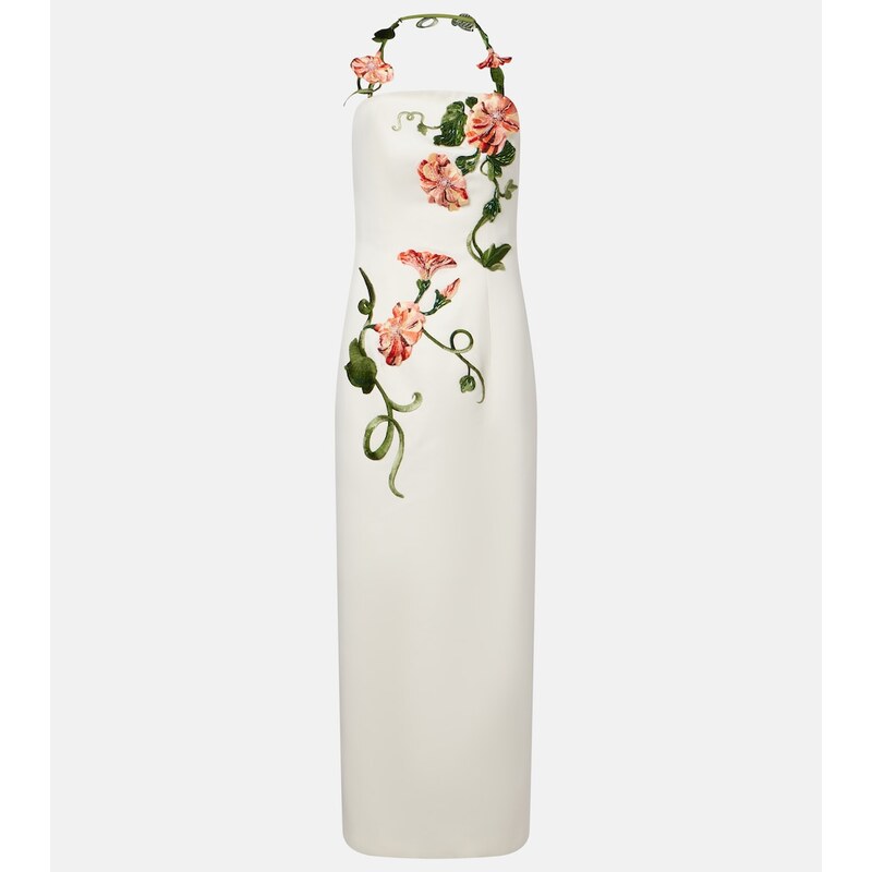 Leo Lin Floral-appliquÃ halterneck gown