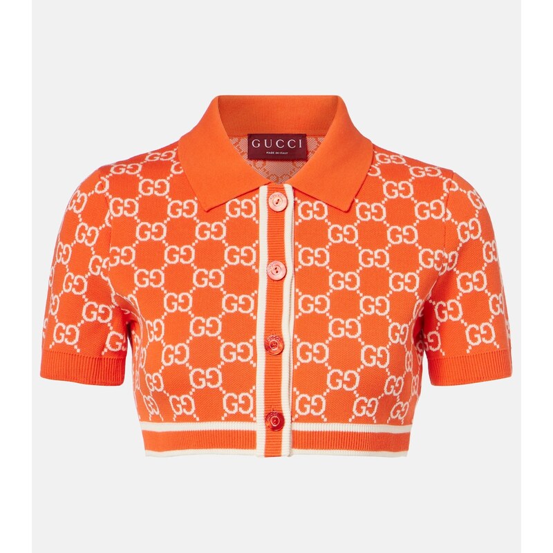 Gucci GG cropped cotton jacquard cardigan