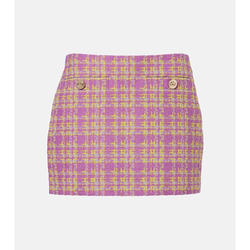 Gucci Checked cotton-blend tweed miniskirt