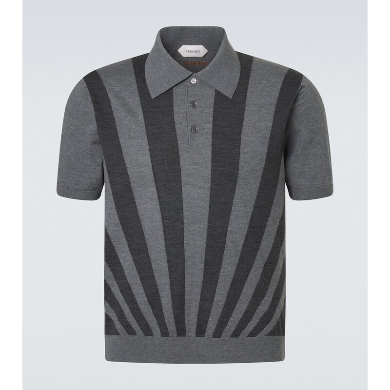 Versace Intarsia virgin wool polo sweater