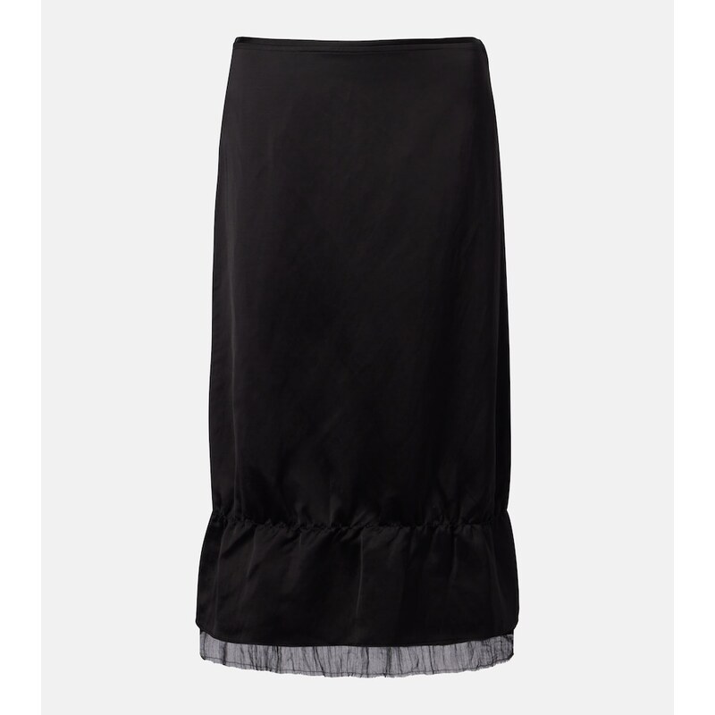 Toteme Gauze-trimmed satin midi skirt