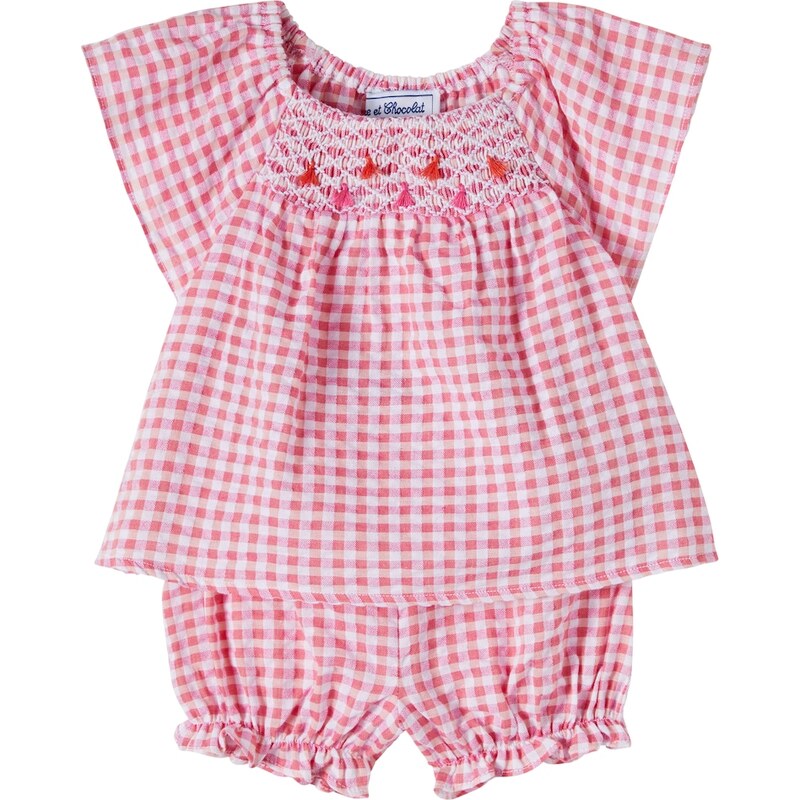 Tartine et Chocolat Baby gingham cotton top and shorts set