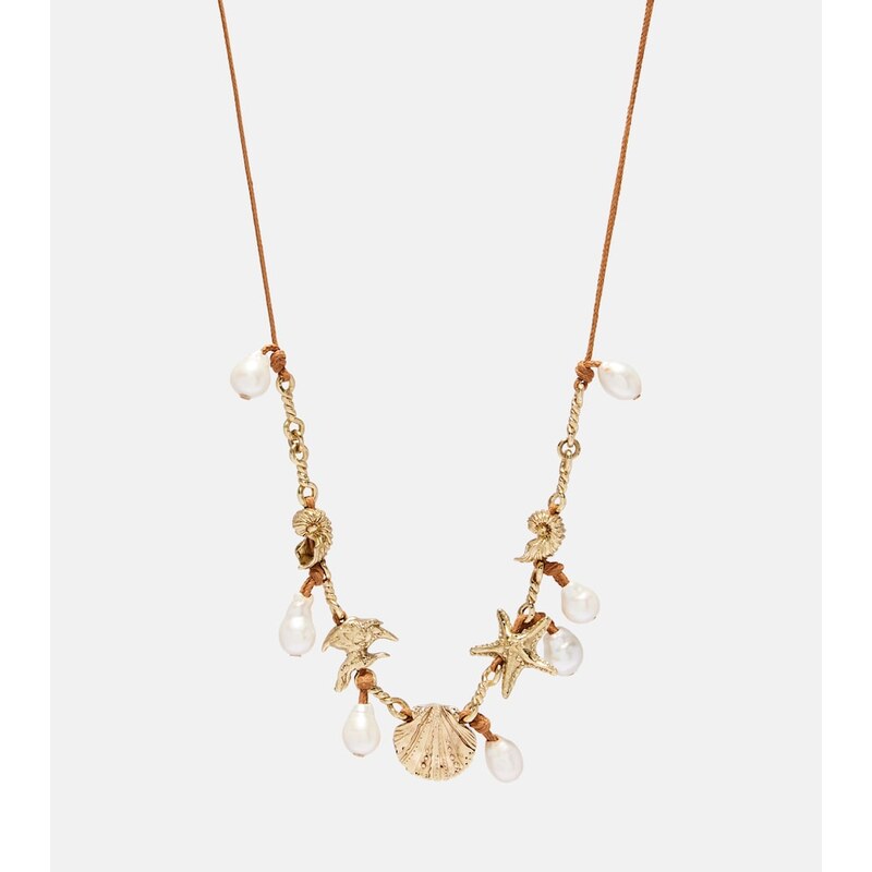 Alémais Faux pearl embellished charm necklace