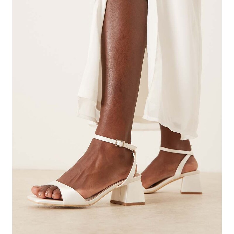 Be Mine Wide Fit Bridal Ammie low block heeled sandals in ivory