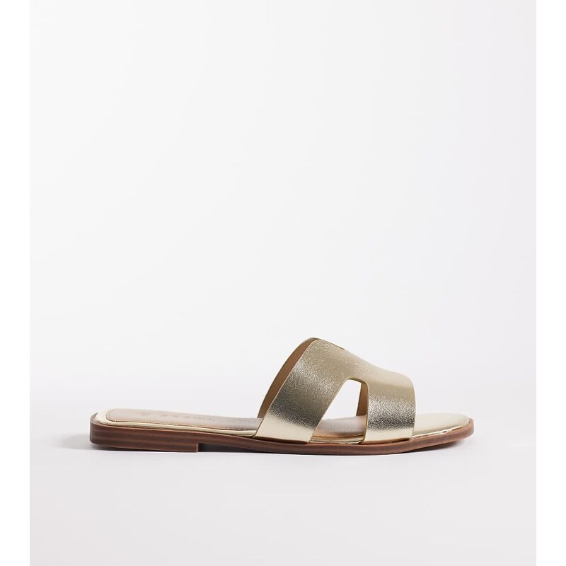 SEQWL Wide Fit Storke flat sandals in Gold 115517648