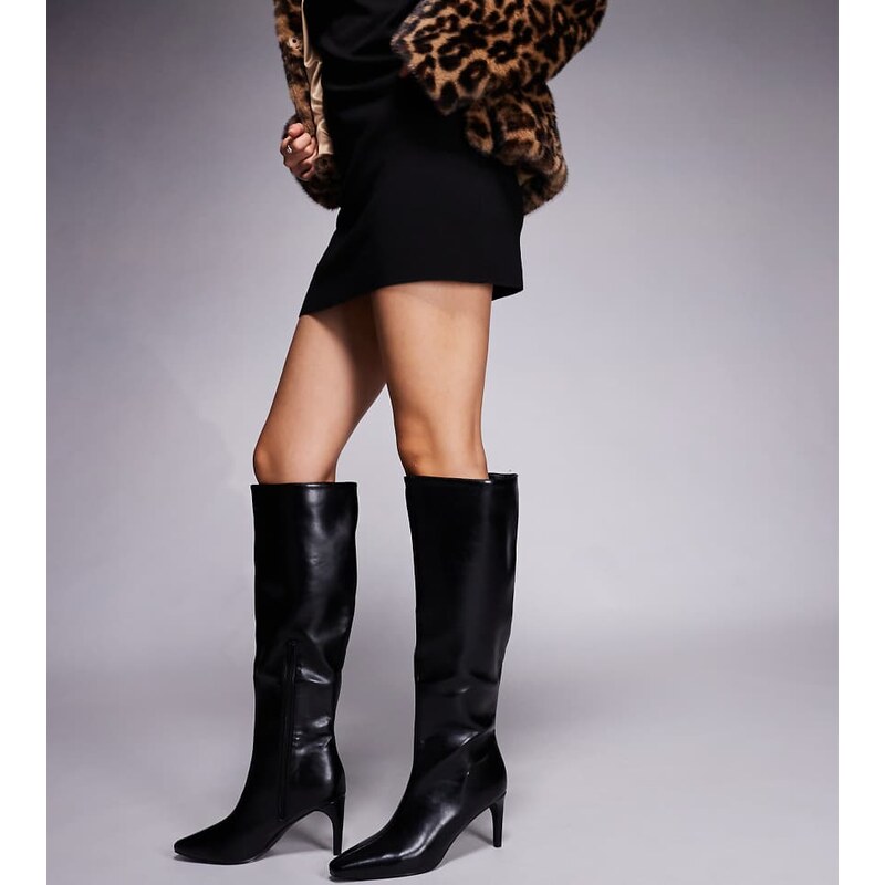 Public Desire Wide Fit Jenny pointed toe heeled knee boots in