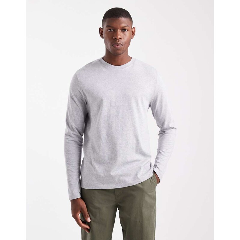 ASOS DESIGN Essentials regular fit long sleeve t-shirt in grey
