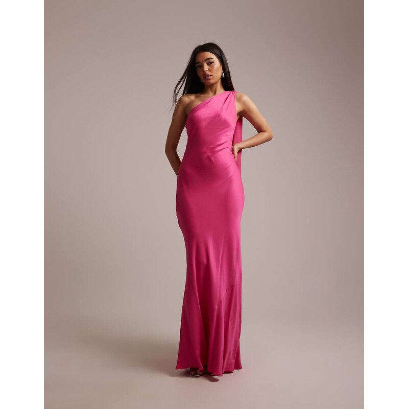 Maids to Measure Bridesmaid satin one shoulder scarf drape