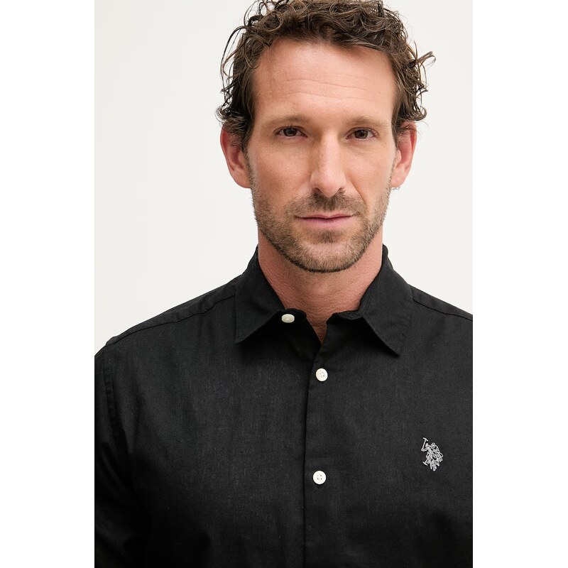 U.S. Polo Assn. safari košile pánská se lnem LINEN BLEND LS