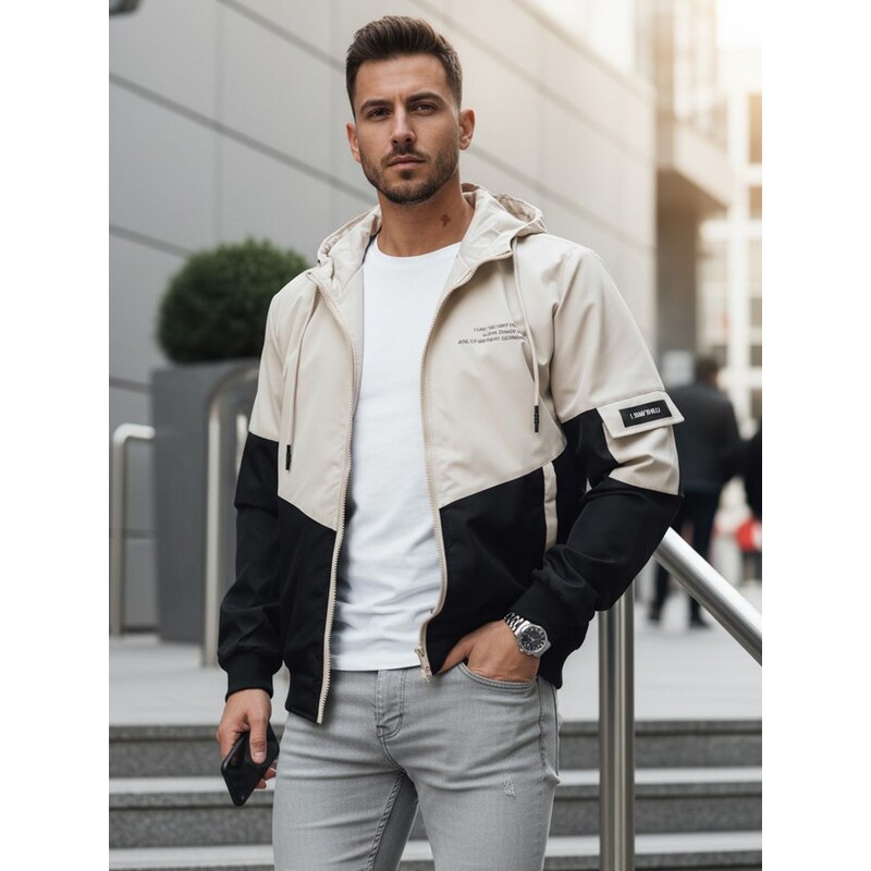 Dstreet Trendy béžovo-černá sportovní bunda