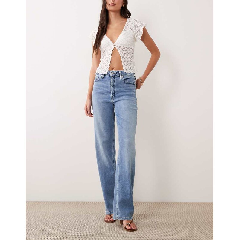 Good American good waist soft tech true straight jeans in light