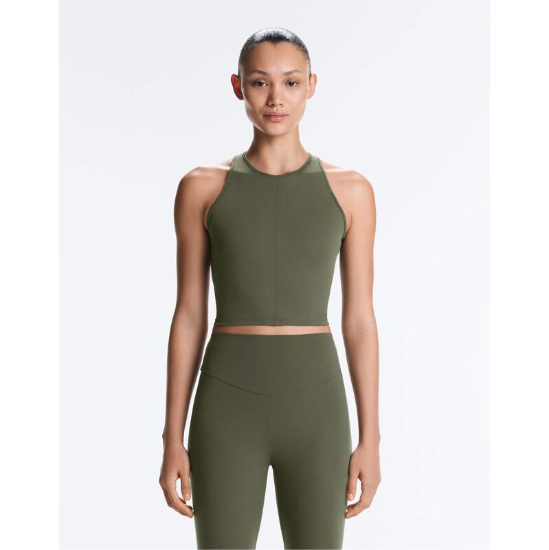 OYSHO Comfortlux open back halter tank top in mid green