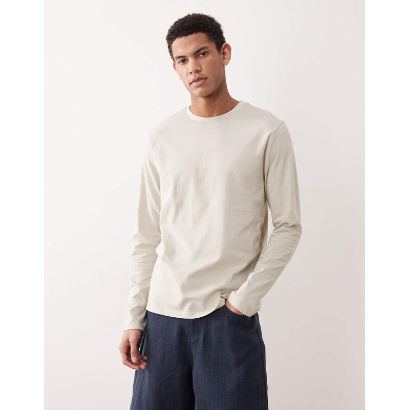 ASOS DESIGN Essentials regular fit long sleeve t-shirt in stone