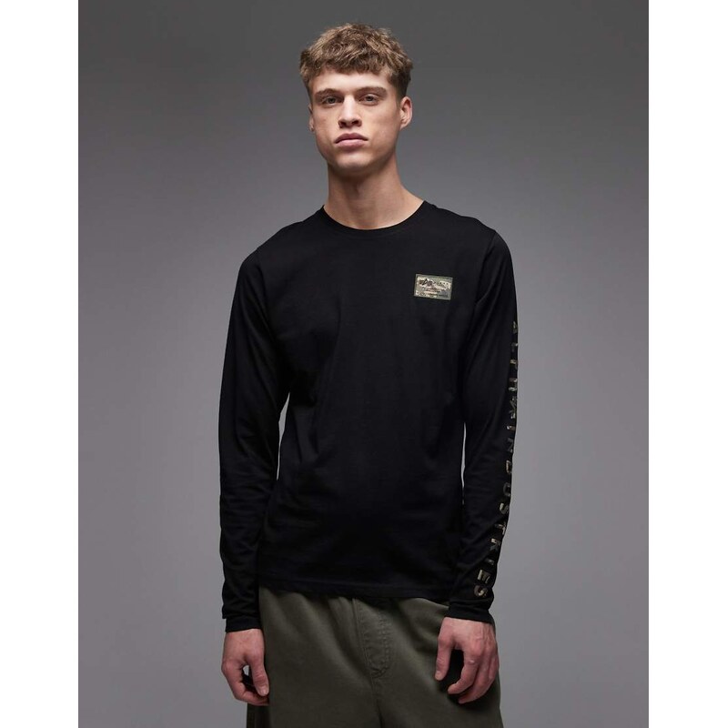 Alpha Industries 100% cotton long sleeve t-shirt with chest and sleeve 114543891