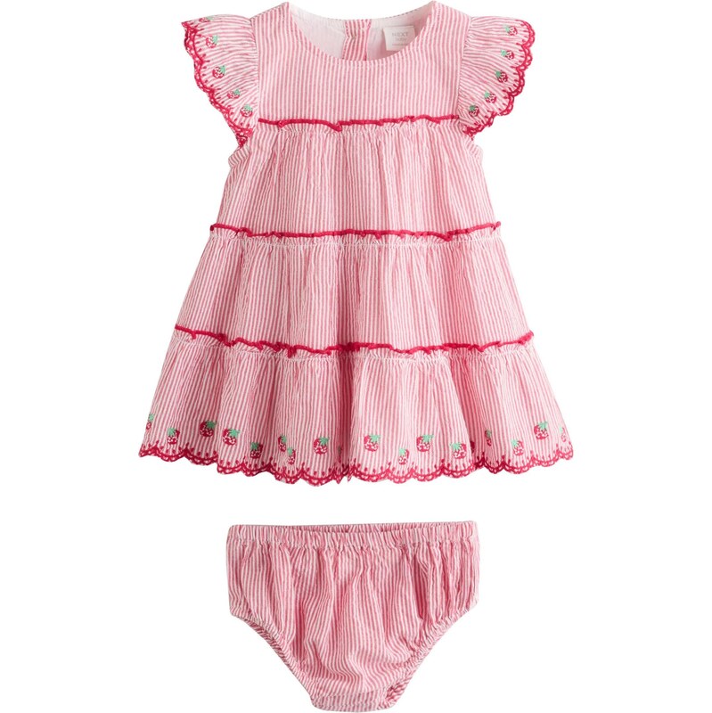 Next Šaty zelená / pink / světle červená / bílá