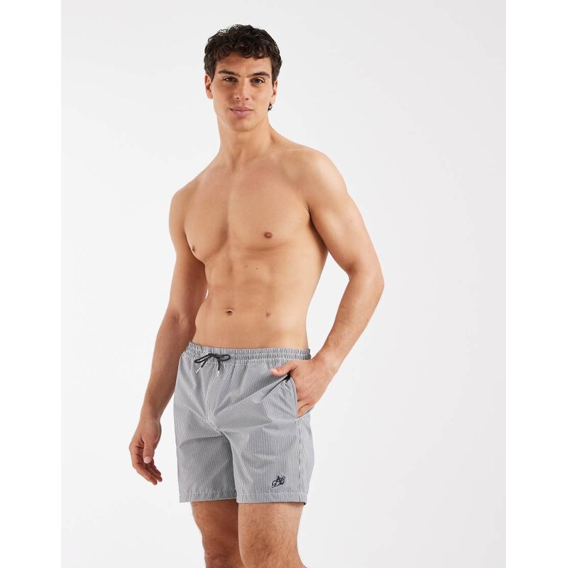 AllSaints Ciper stripe swimshort in blue and white