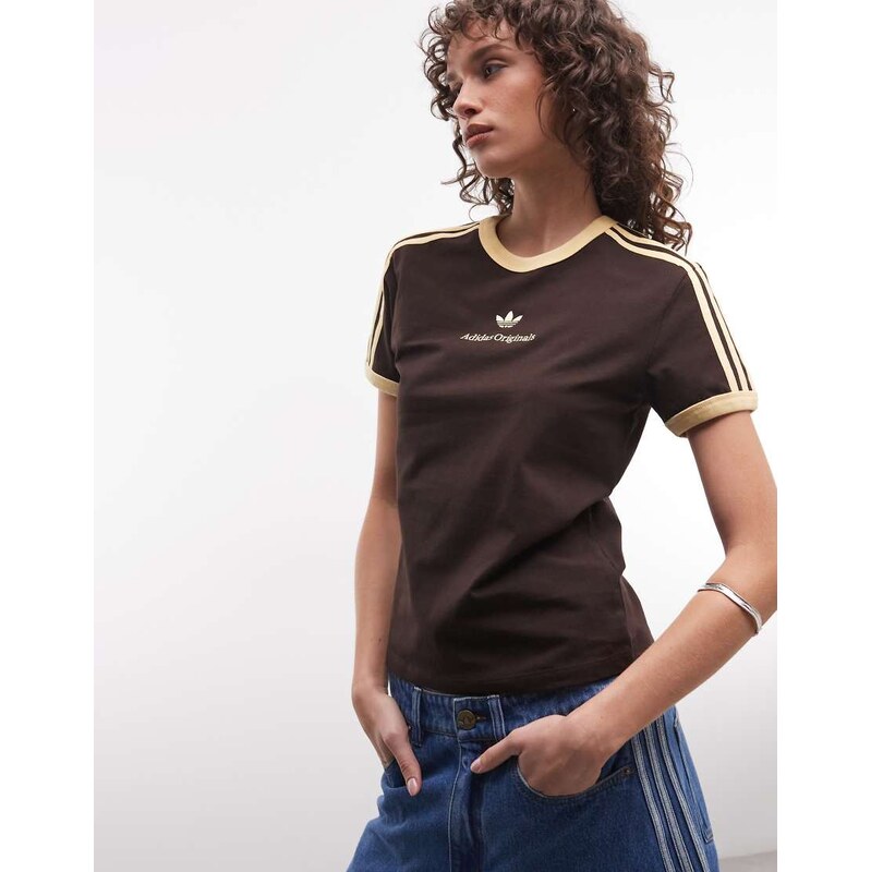 adidas Originals three stripe t-shirt with central retro logo in