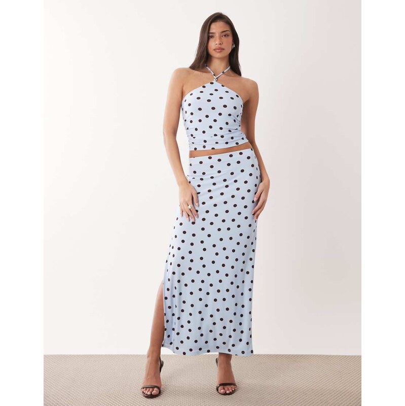 Forever New maxi skirt co-ord in blue polka dot 115388600