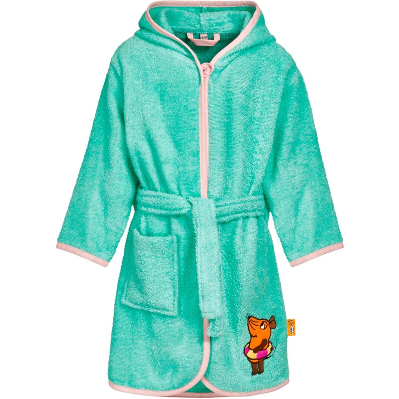PLAYSHOES Koupací plášť DIE MAUS SCHWIMM tyrkysová / tmavě hnědá