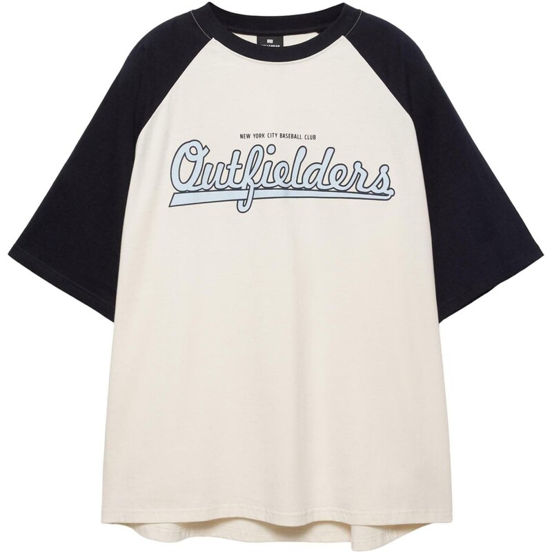 Pull&Bear Tričko 'OUTFIELDERS' pastelová modrá / černá / barva bílé vlny