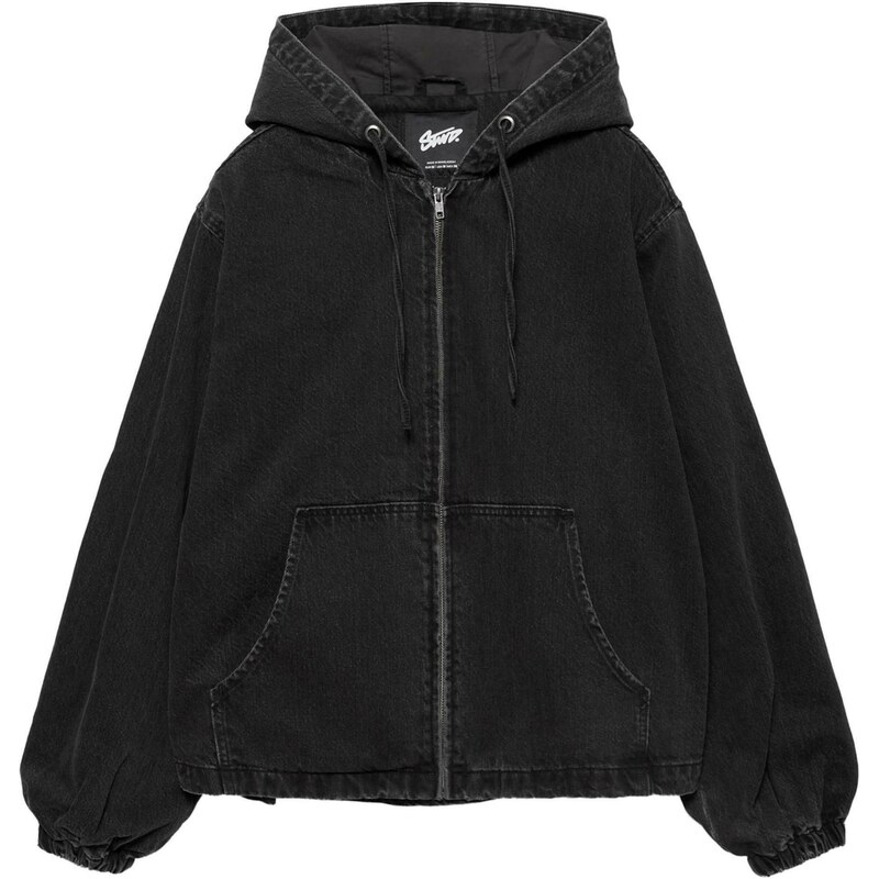 Pull&Bear Přechodná bunda STWD černá džínovina