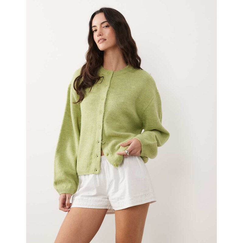ASOS DESIGN lightweight relaxed cardigan in pistachio-Green