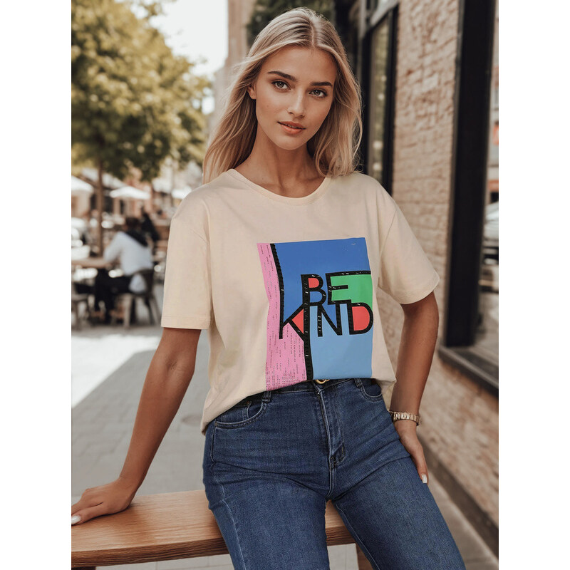 Dámské bavlněné tričko s potiskem KINDBE peach FashionStreet