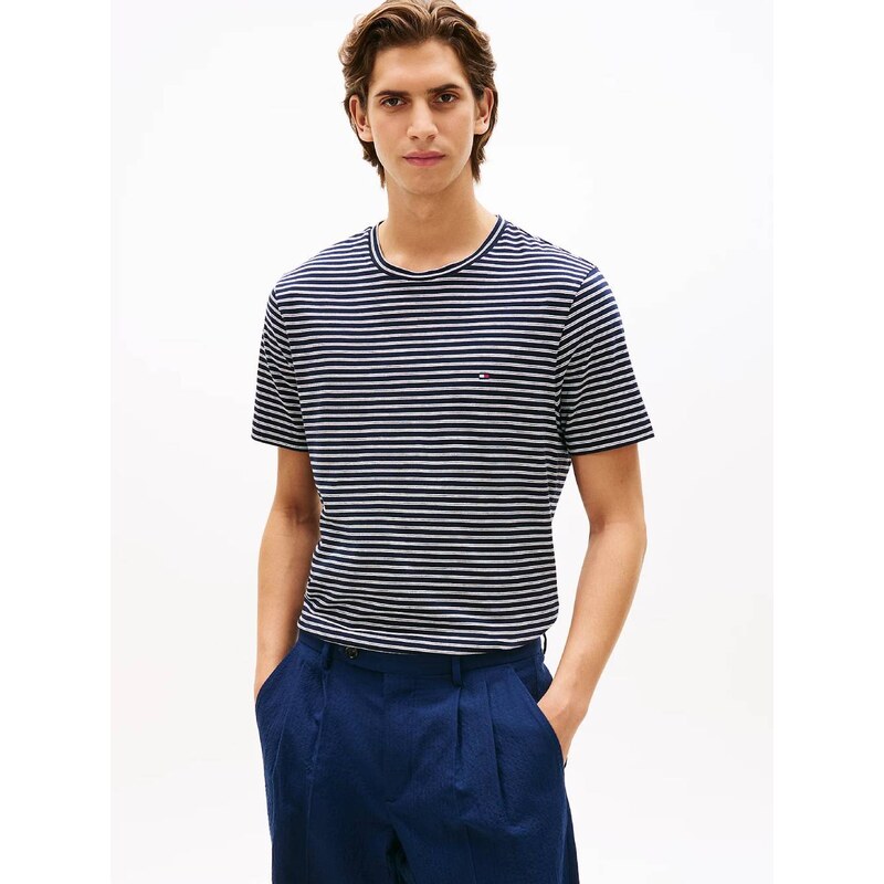 Tommy Hilfiger pánské tmavě modré pruhované tričko