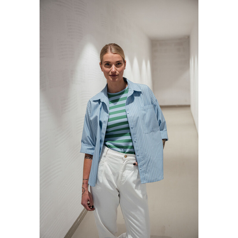 youngprimitive - tílka Tori - green/blue stripe 114561220