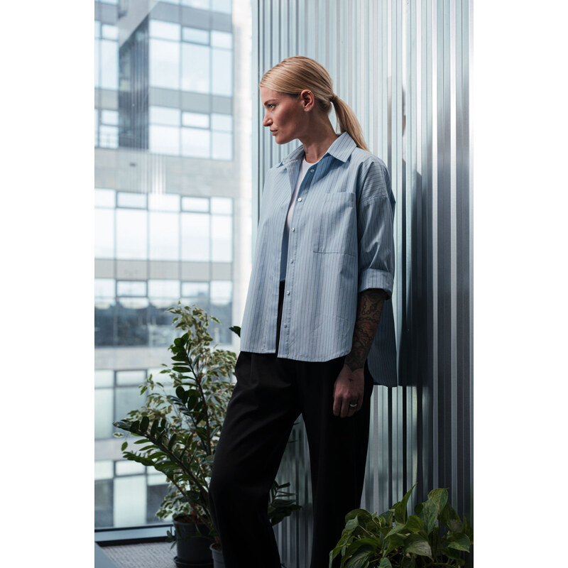 youngprimitive - Košile Crapy stripe - canary sky blue stripe 114561217