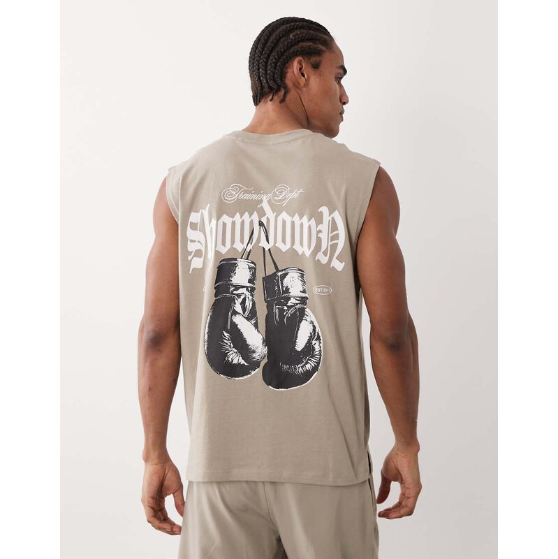 4505 cotton oversized pump training tank with boxing graphic and quick 114561441