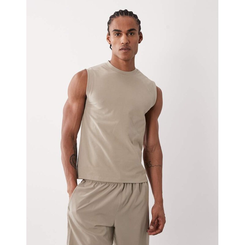 4505 shrunken muscle fit cotton tank with quick dry finish in