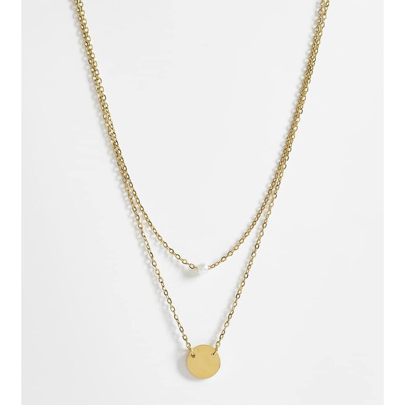 Lost Souls pack of 2 necklaces with gold disc & mini pearl in 18ct 114561484