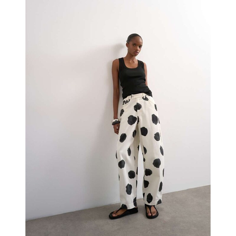 Topshop polka dot barrel leg trouser in multi