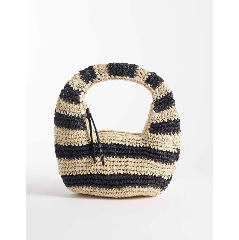 South Beach straw grab bag in mono stripe-Multi 114561423