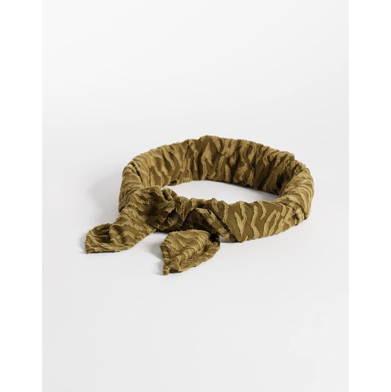 South Beach jacquard headscarf in khaki green